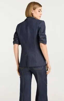 Cinq à Sept Denim Short Sleeve Khloe Blazer Indigo Online