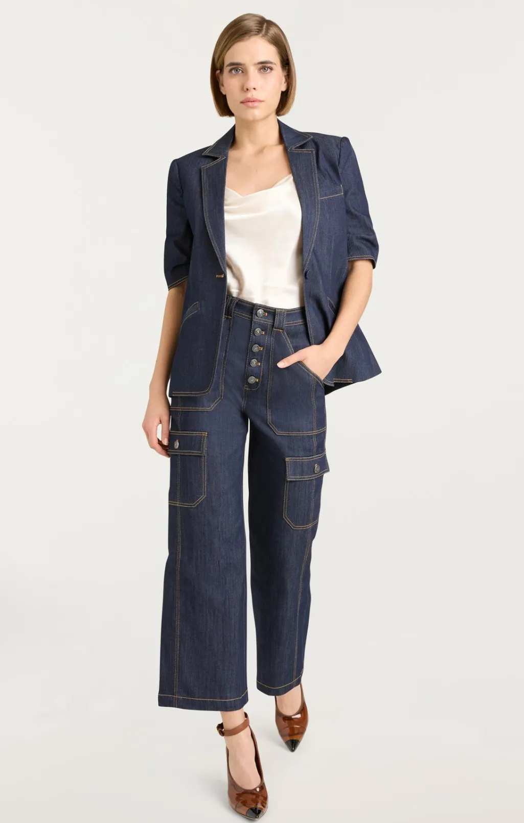 Cinq à Sept Denim Short Sleeve Khloe Blazer Indigo Online