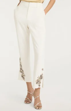 Cinq à Sept Diamond Daisies Cropped Kerry Pant Ivory/Smoke Sale