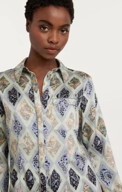 Cinq à Sept Diamond Sea Blanche Top CeladonMulti Discount