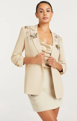Cinq à Sept Diamond Vines Khloe Blazer Khaki/Silver Online