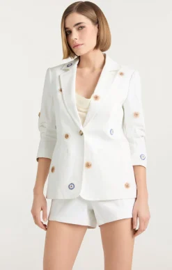 Cinq à Sept Ditsy Dots Denim Khloe Blazer White Online
