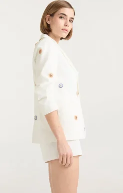 Cinq à Sept Ditsy Dots Denim Khloe Blazer White Online