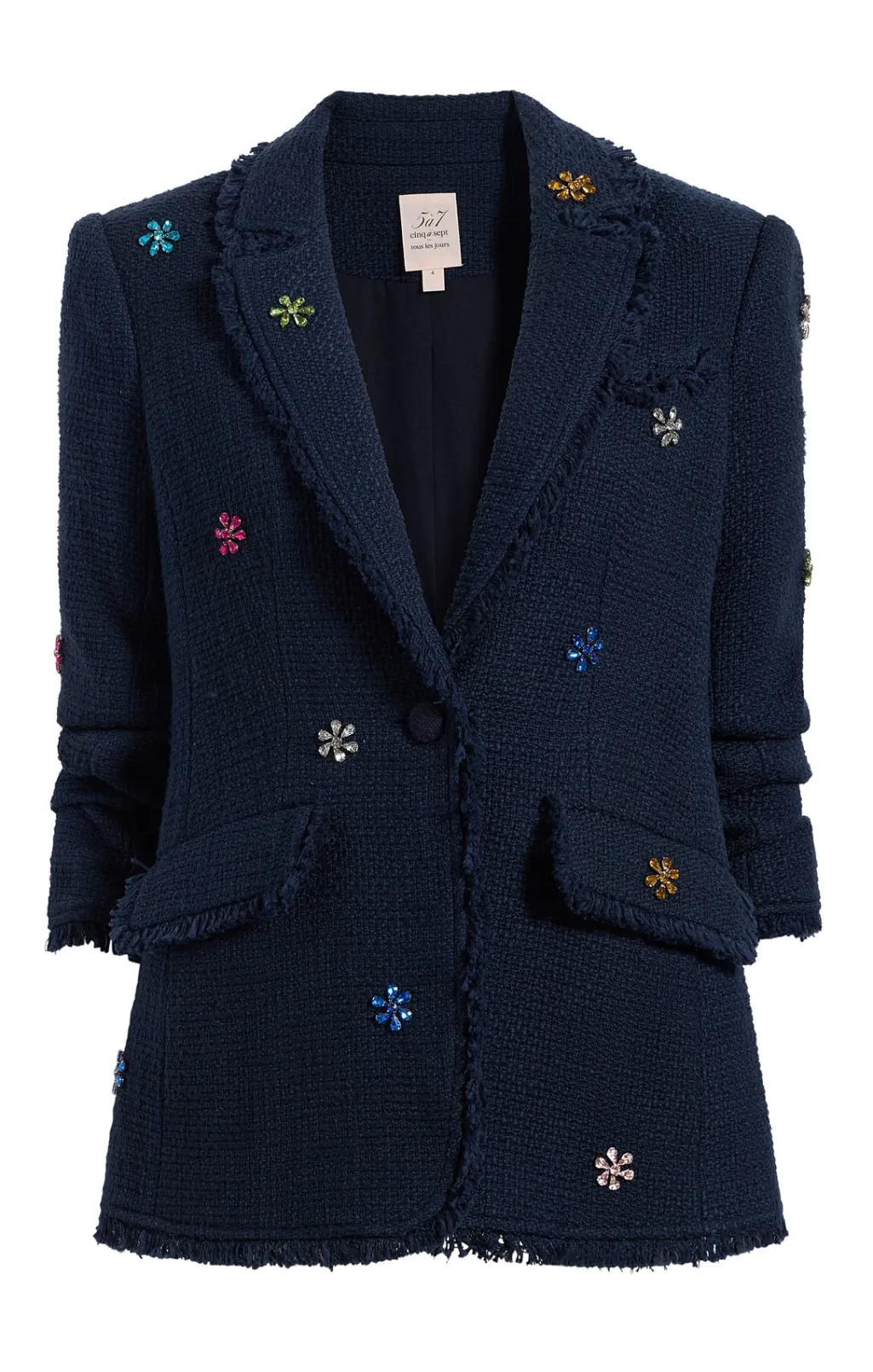 Cinq à Sept Ditsy Floral Boucle Khloe Blazer Navy Discount