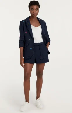 Cinq à Sept Ditsy Floral Boucle Khloe Blazer Navy Discount