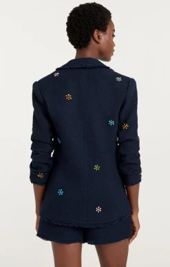 Cinq à Sept Ditsy Floral Boucle Khloe Blazer Navy Discount