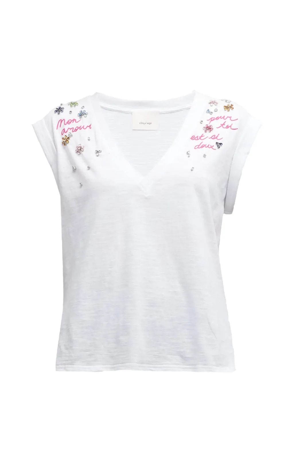 Cinq à Sept Ditsy Floral Vneck Bella Tee WhiteMulti Discount