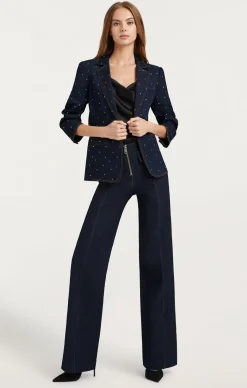 Cinq à Sept Ditsy Rhinestone Khloe Blazer Indigo Clearance