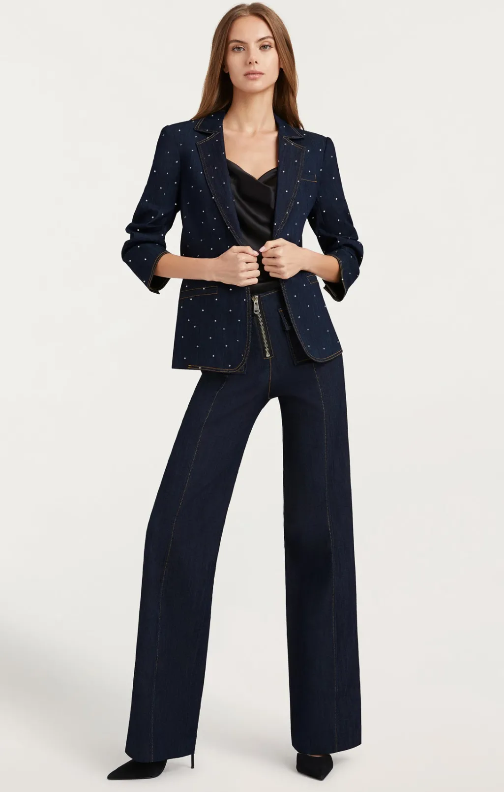 Cinq à Sept Ditsy Rhinestone Khloe Blazer Indigo Clearance