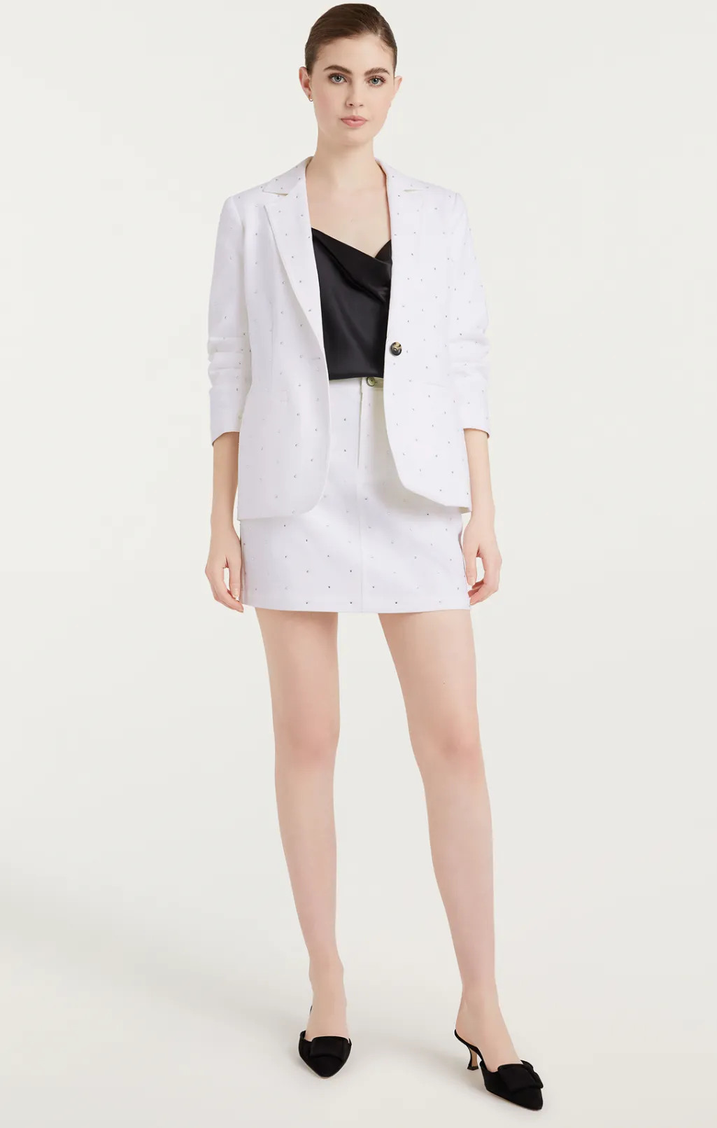 Cinq à Sept Ditsy Rhinestone Khloe Blazer White New