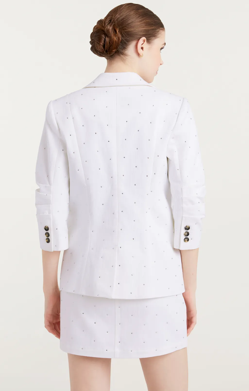 Cinq à Sept Ditsy Rhinestone Khloe Blazer White New