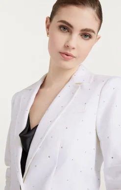 Cinq à Sept Ditsy Rhinestone Khloe Blazer White New