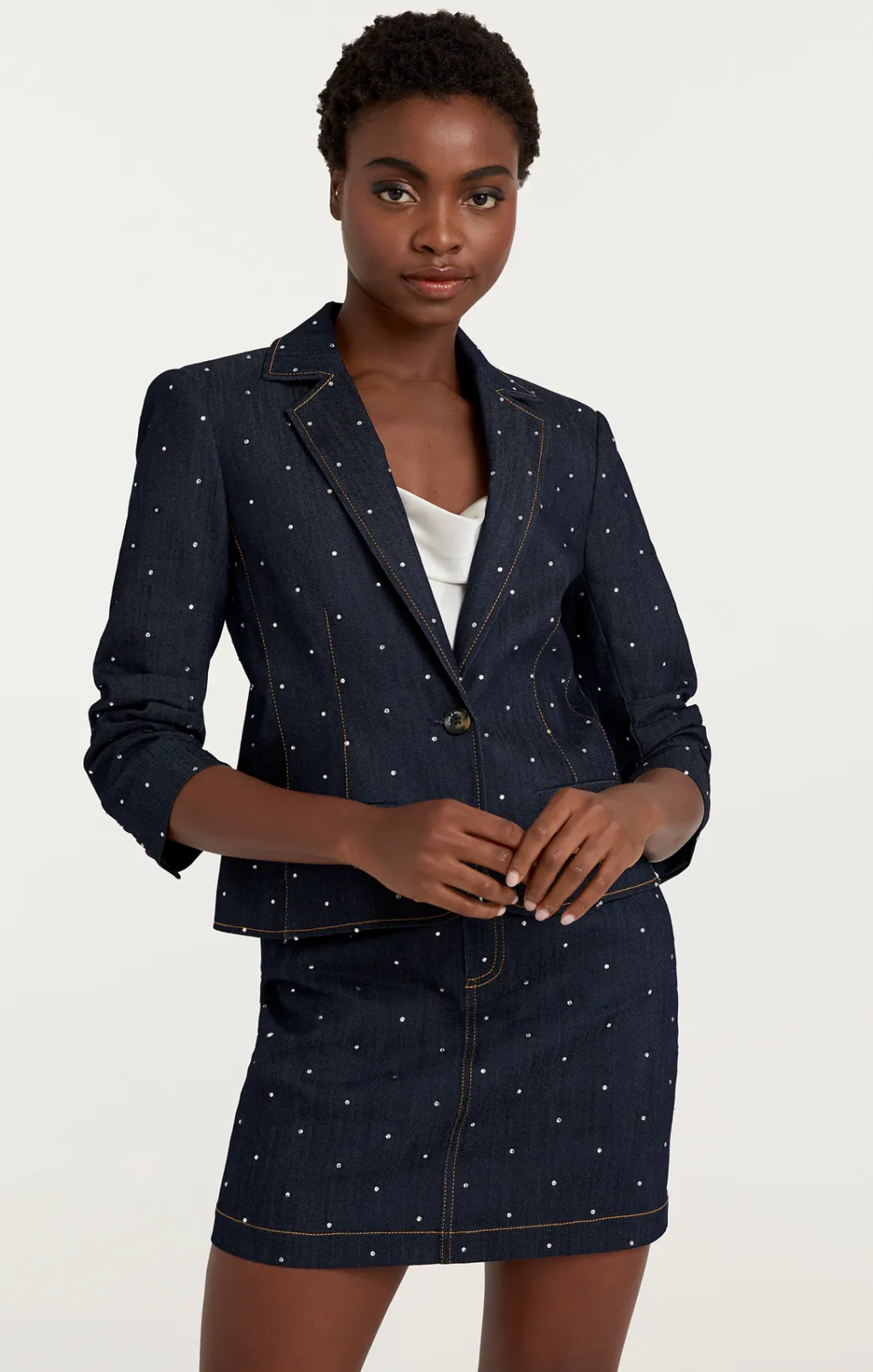 Cinq à Sept Ditsy Rhinestone Le Petit Khloe Blazer Indigo