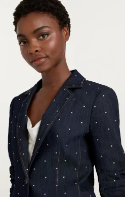 Cinq à Sept Ditsy Rhinestone Le Petit Khloe Blazer Indigo