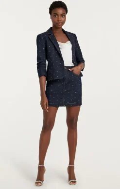 Cinq à Sept Ditsy Rhinestone Le Petit Khloe Blazer Indigo