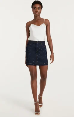 Cinq à Sept Ditsy Rhinestone Lynette Skirt Indigo Best