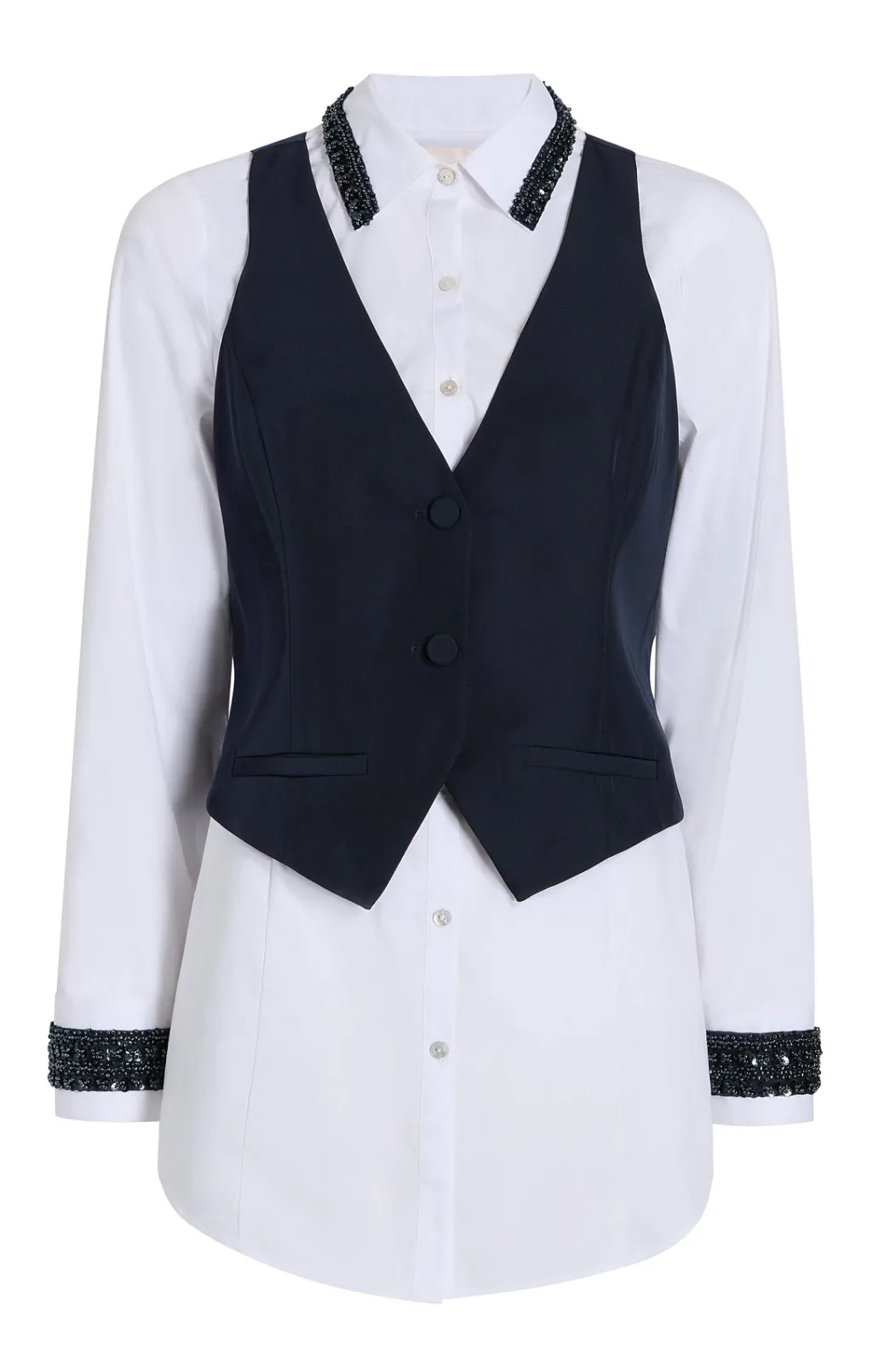 Cinq à Sept Embellished Ellery Top Navy/white Discount