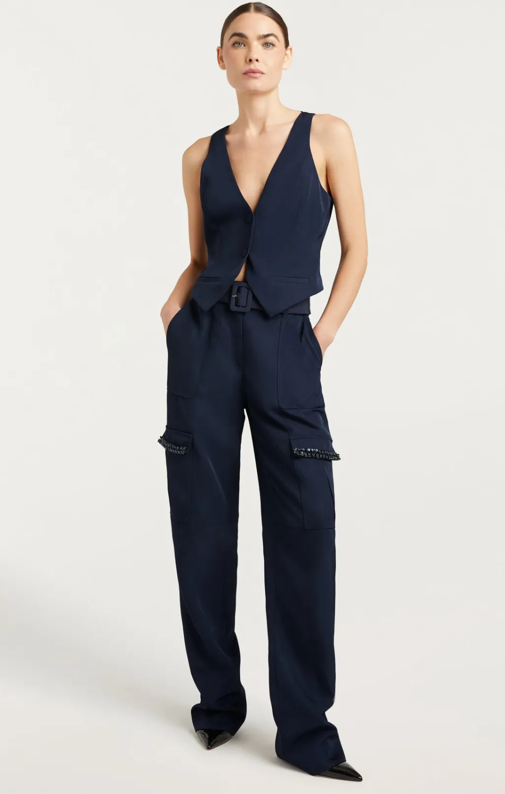 Cinq à Sept Embellished Ellery Top Navy/white Discount
