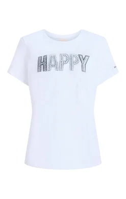 Cinq à Sept Embroidered Happy Tee White/Navy Discount