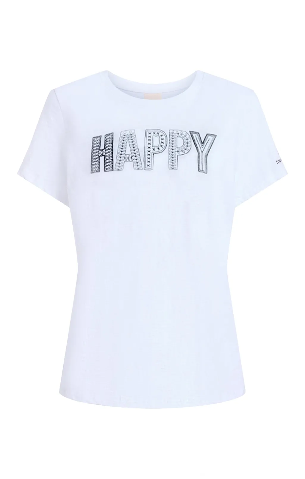 Cinq à Sept Embroidered Happy Tee White/Navy Discount