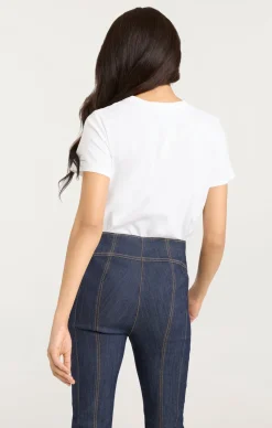 Cinq à Sept Embroidered Happy Tee White/Navy Discount