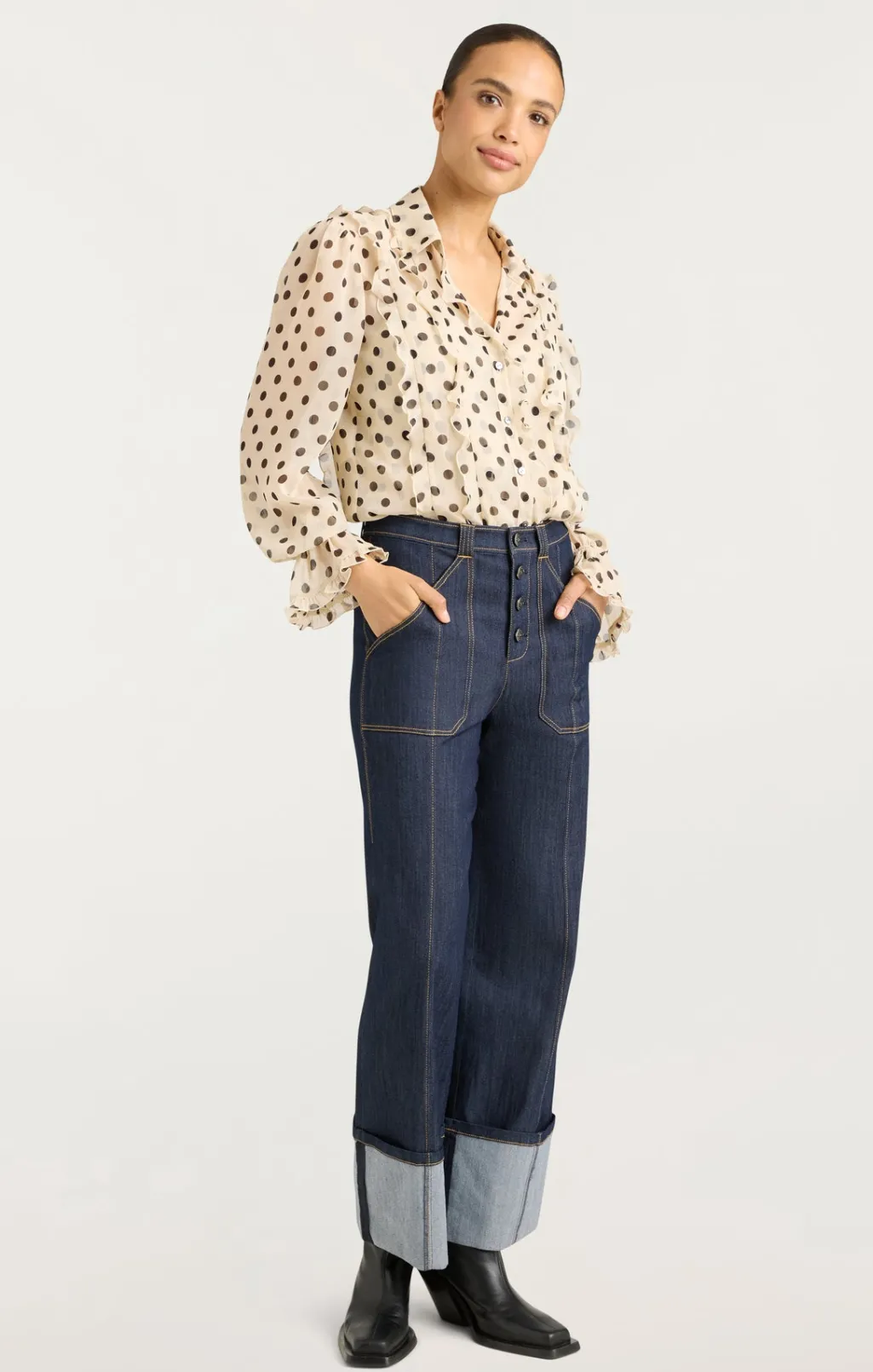 Cinq à Sept Estelle Top PolkaDotGardenia/Black Best