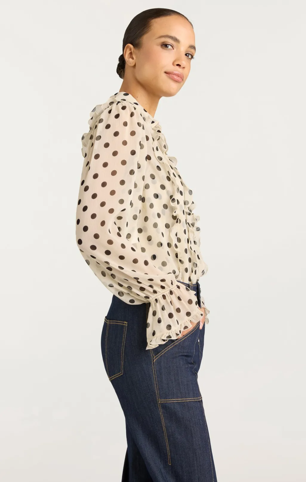Cinq à Sept Estelle Top PolkaDotGardenia/Black Best