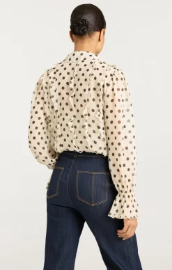 Cinq à Sept Estelle Top PolkaDotGardenia/Black Best