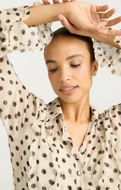 Cinq à Sept Estelle Top PolkaDotGardenia/Black Best