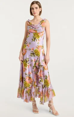 Cinq à Sept Faded Chrysanthemum Raya Dress LilacMulti New