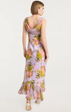 Cinq à Sept Faded Chrysanthemum Raya Dress LilacMulti New
