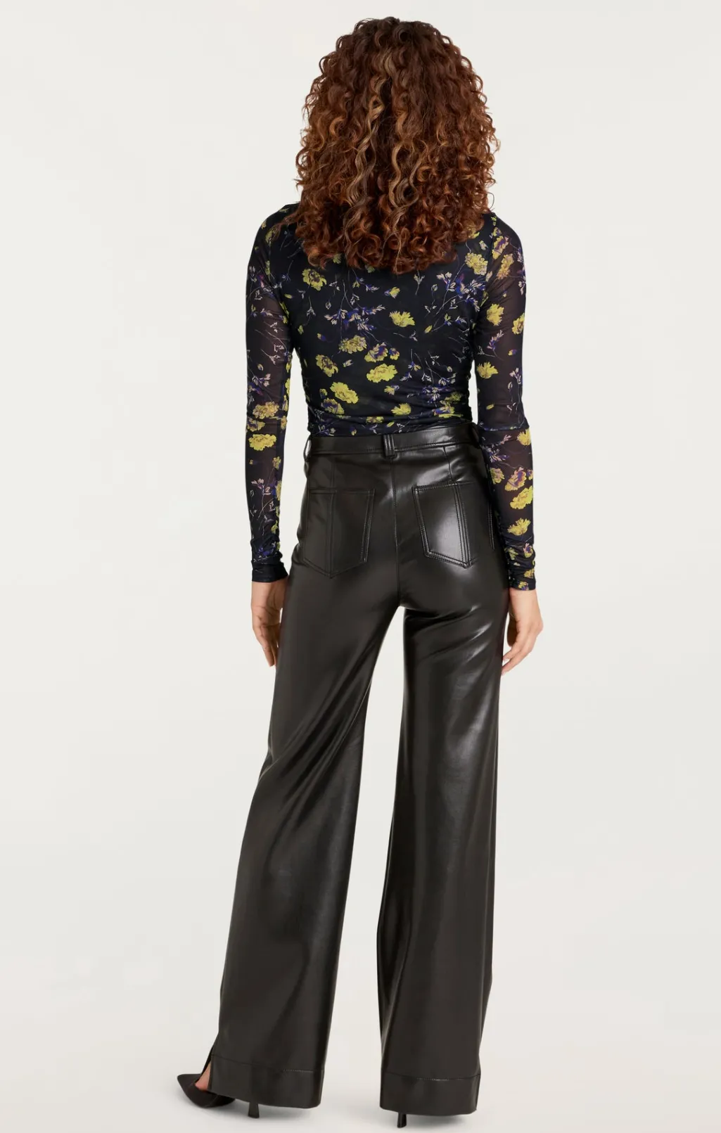 Cinq à Sept Falling Poppies Shirred Mesh Turtleneck BlackMulti Online