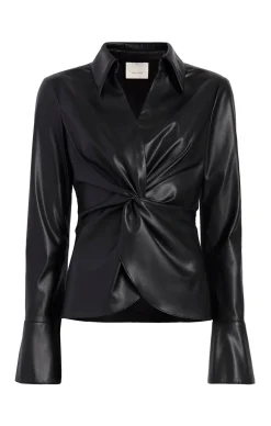 Cinq à Sept Faux Leather Mckenna Top Black Discount