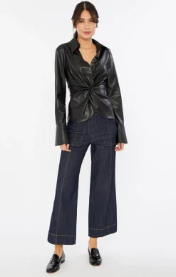 Cinq à Sept Faux Leather Mckenna Top Black Discount