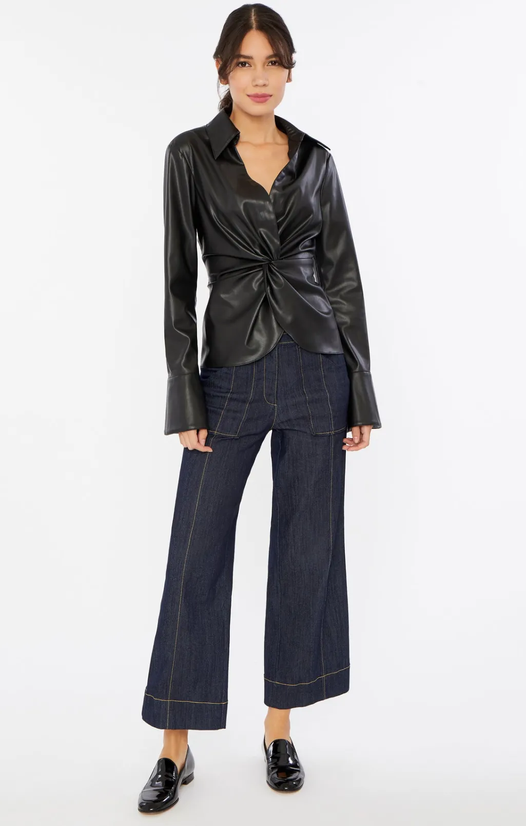 Cinq à Sept Faux Leather Mckenna Top Black Discount