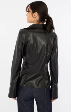 Cinq à Sept Faux Leather Mckenna Top Black Discount