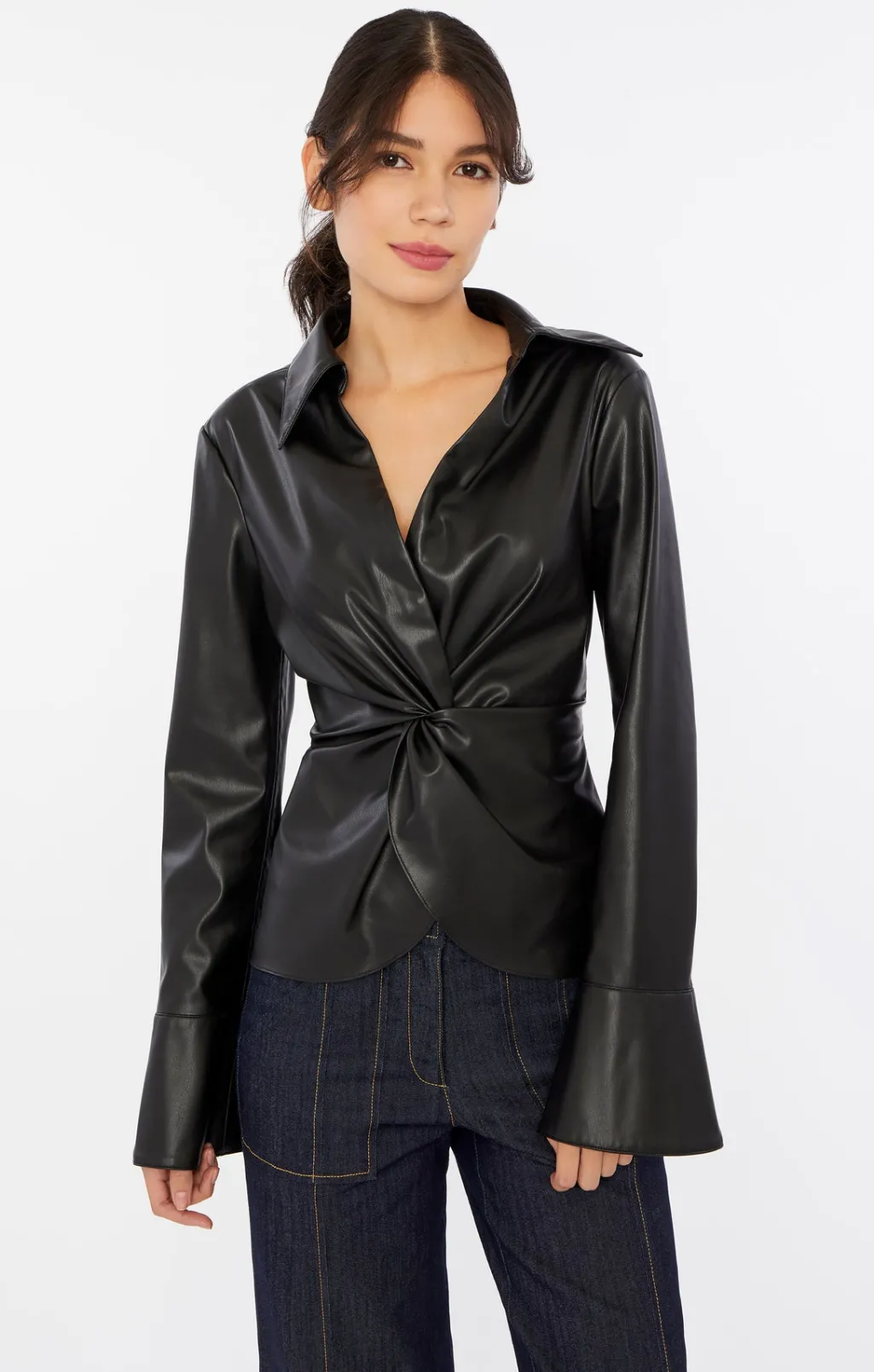 Cinq à Sept Faux Leather Mckenna Top Black Discount