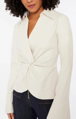 Cinq à Sept Faux Leather Mckenna Top Ivory Discount