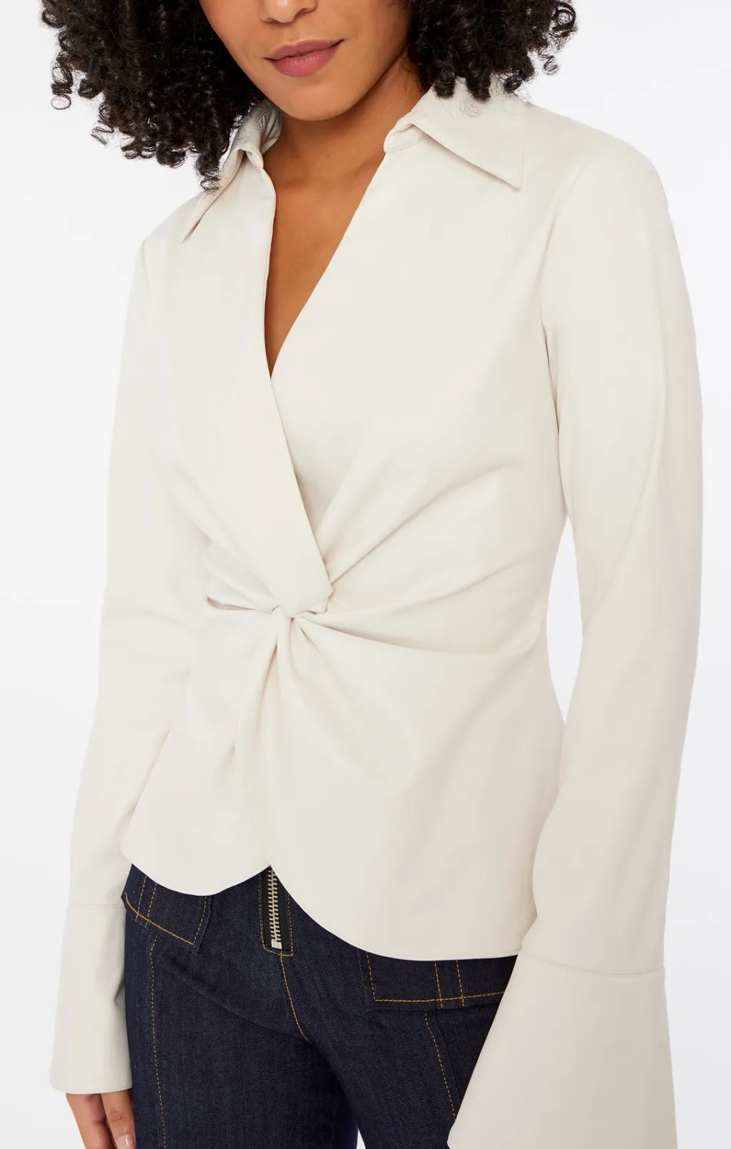Cinq à Sept Faux Leather Mckenna Top Ivory Discount