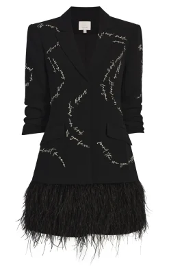 Cinq à Sept Feather And Script Embellished Joel Dress Black Outlet