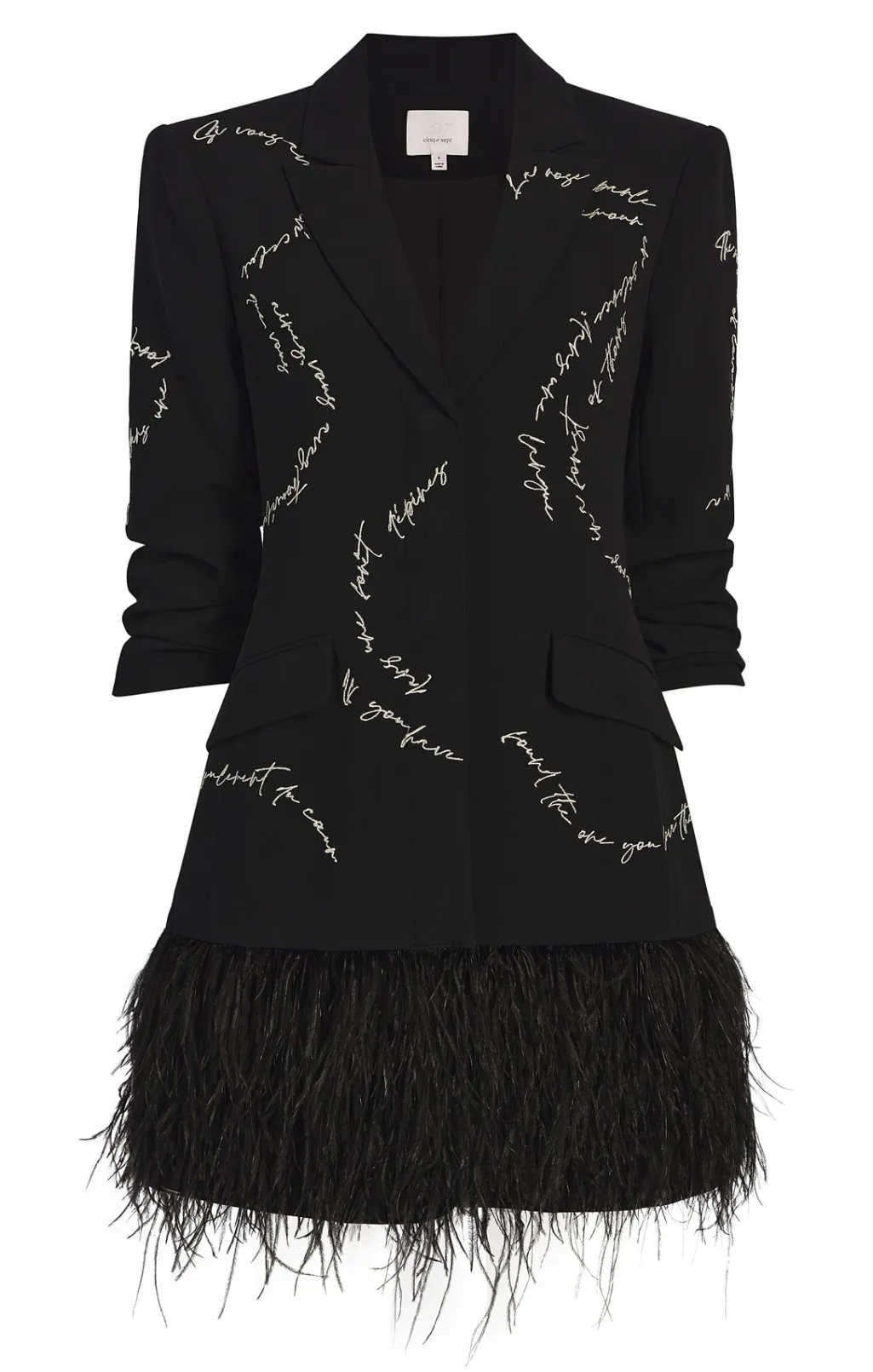 Cinq à Sept Feather And Script Embellished Joel Dress Black Outlet