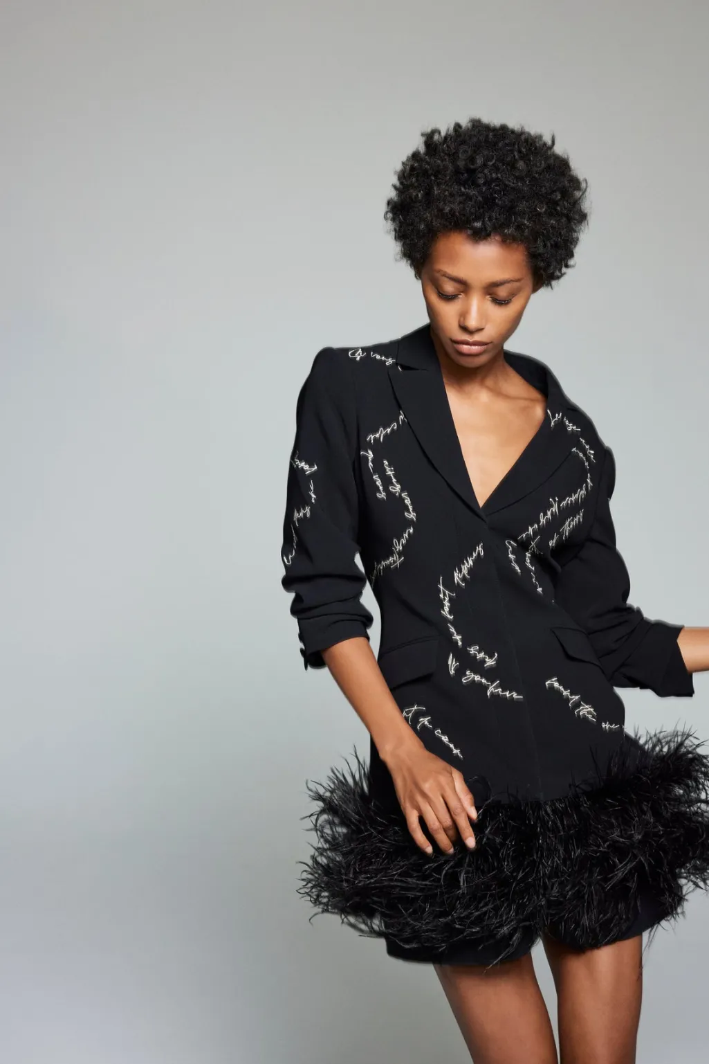 Cinq à Sept Feather And Script Embellished Joel Dress Black Outlet