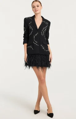Cinq à Sept Feather And Script Embellished Joel Dress Black Outlet