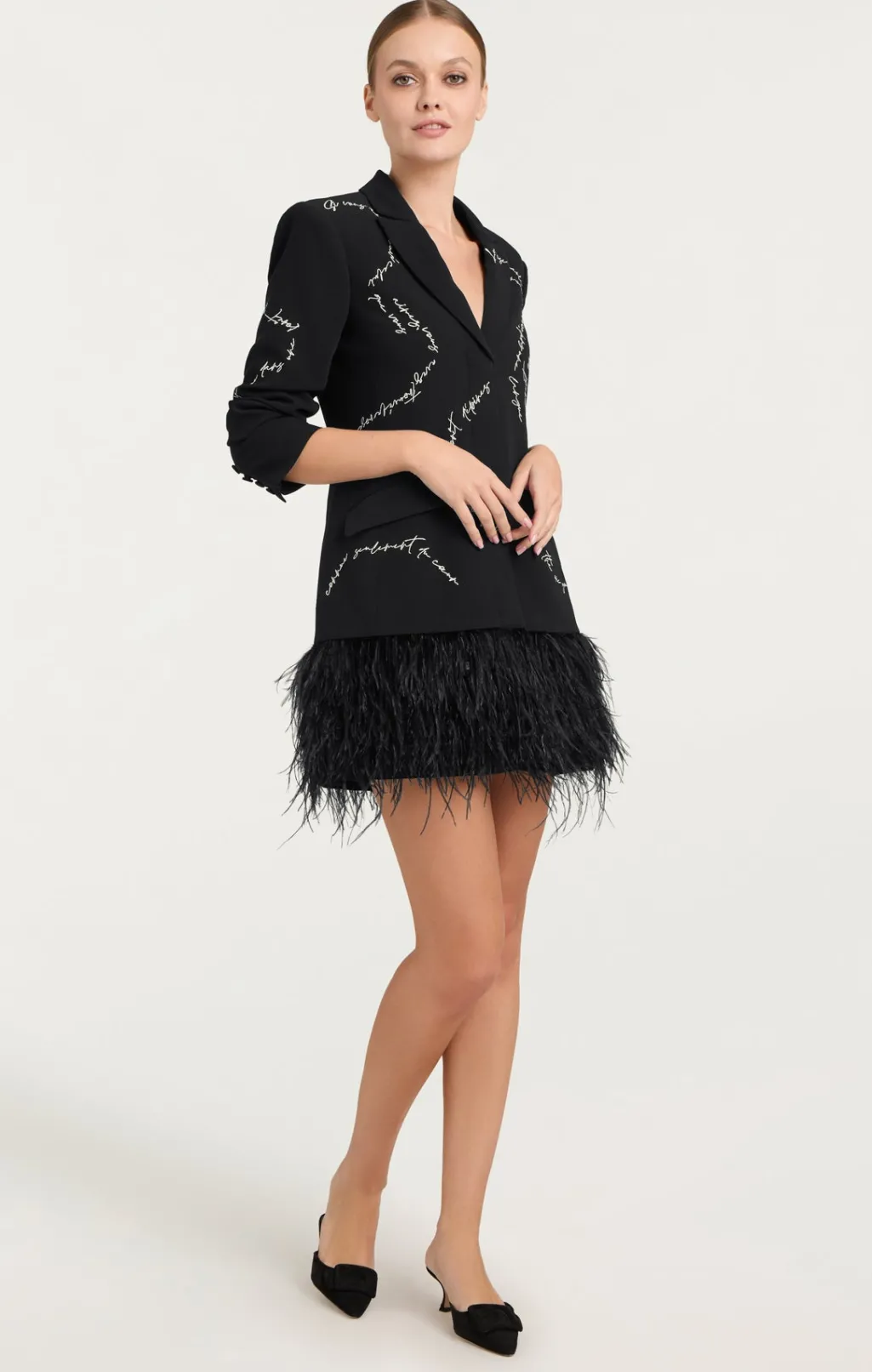 Cinq à Sept Feather And Script Embellished Joel Dress Black Outlet