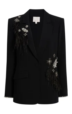 Cinq à Sept Feather Bouquet Jamila Blazer Black
