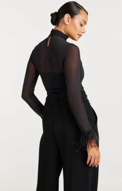 Cinq à Sept Feather Trim Shantel Top Black Online