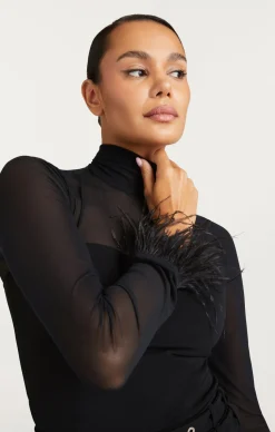 Cinq à Sept Feather Trim Shantel Top Black Online