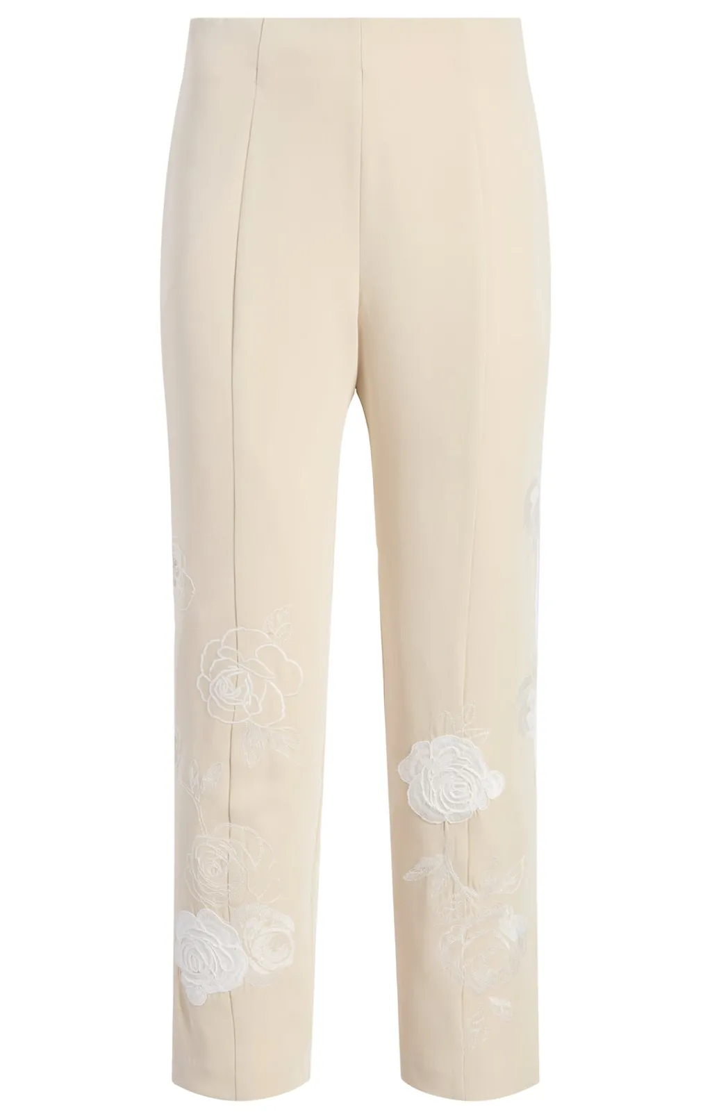 Cinq à Sept Floating Roses Embellished Cropped Brianne Pant Plaster/Ivory Outlet