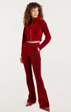 Cinq à Sept Flocked Denim Marilee Jacket Pomegranate New