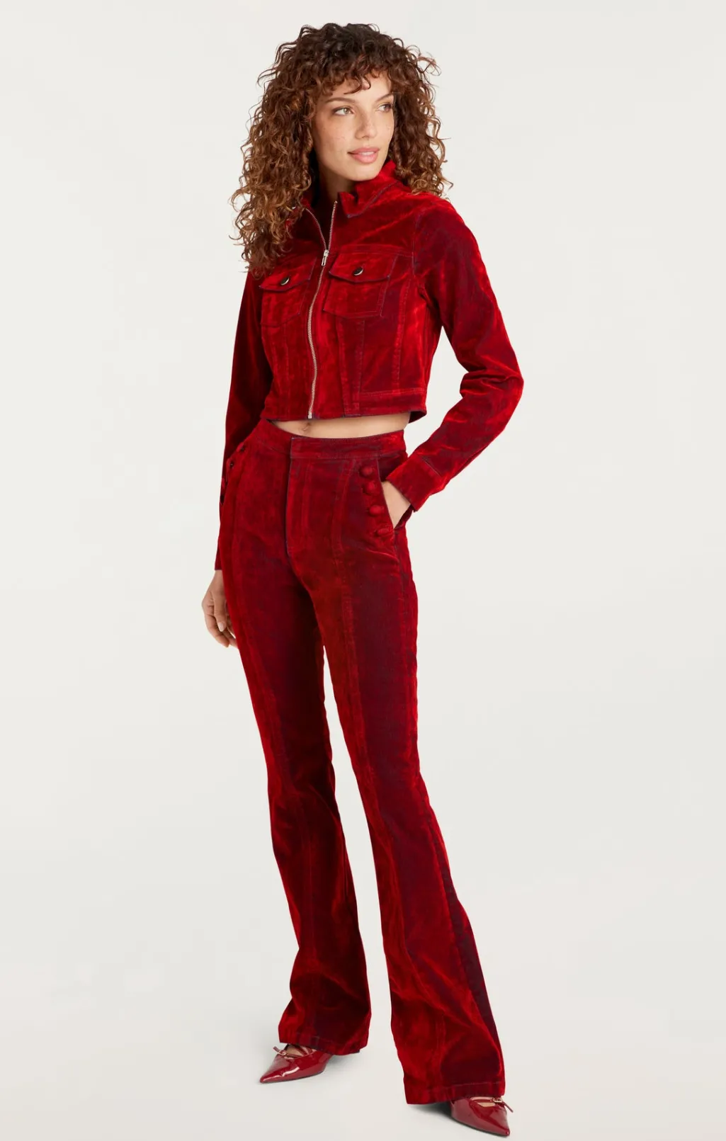 Cinq à Sept Flocked Denim Marilee Jacket Pomegranate New